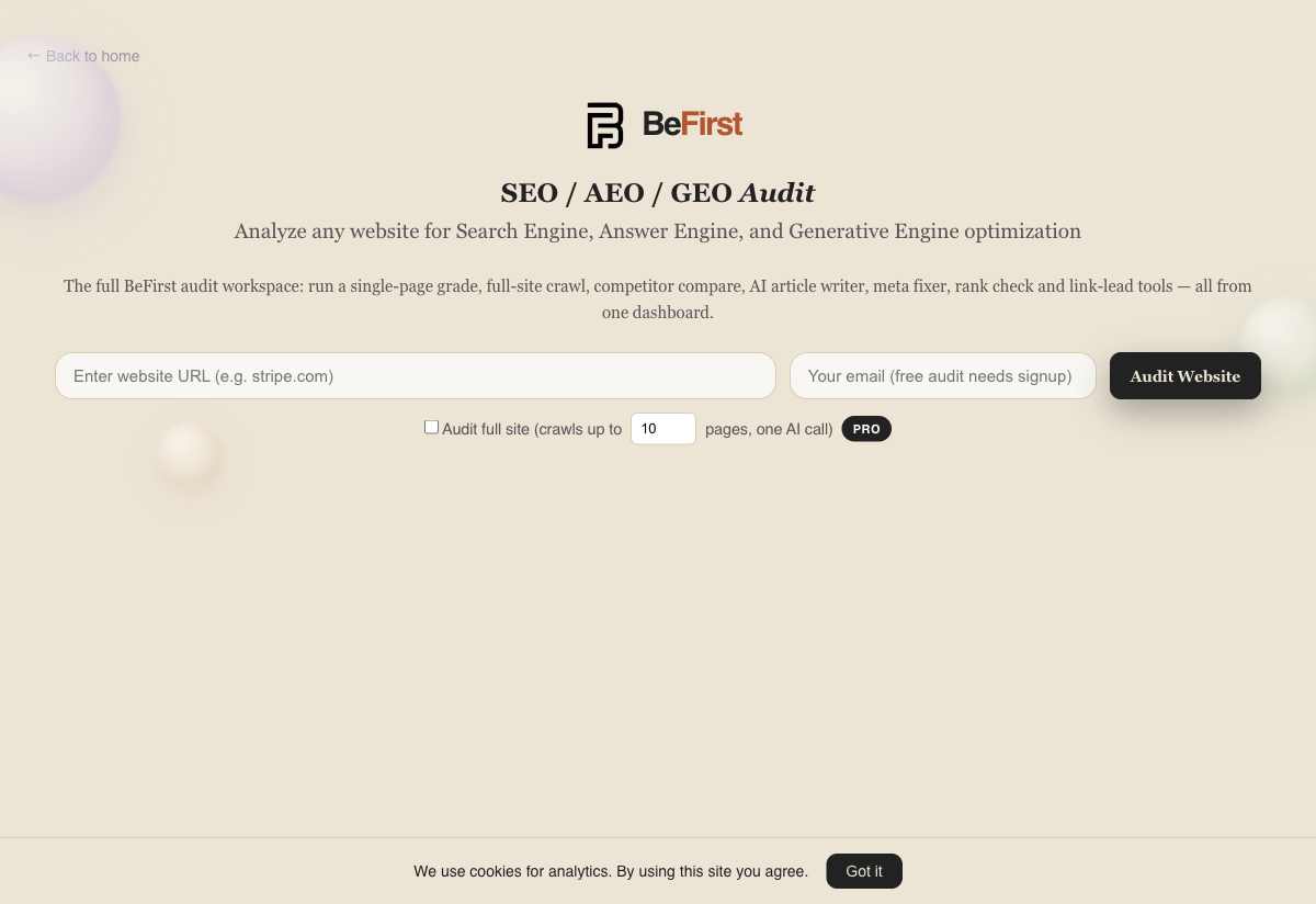 BeFirst SEO tool