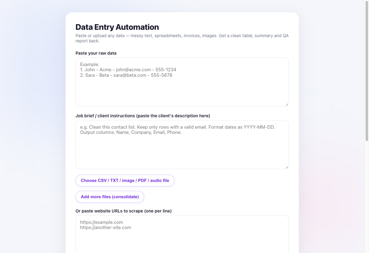Data entry tool